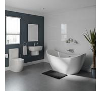 Lennox Basin and 1705mm Double Ended Freestanding Bathroom Suite | White | ABS Polished Chrome | 530mm