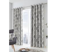 'Lennox' Modern Geo Print Eyelet Curtains Fusion Grey 117cm width x 137cm drop