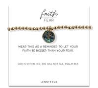 Lenny & Eva Faith Over Fear Cross Bracelets for Women with Card Message, Medium, Gold Plate Over Brass