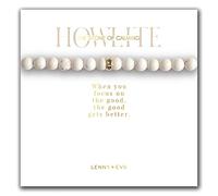 Lenny & Eva Howlite Symbolic Stones Bracelet Elastic Adjustable Inspirational Quote on Card for Women Jewelry Gift Bracelet, Glitter, 7 inches, Howlite Gold Plated