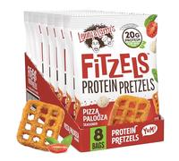 Lenny & Larry's Pizza Palooza FITZELS - Savoury Pretzel Snacks Incredibly Delicious, High-Protein, Salty, Vegan, Kosher, 20 g Vegetable Protein, 8 (eight) Bags, 85 g Each
