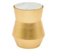leno 46cm white marble top side table with gold wooden base