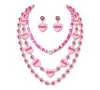 LENOOCLE Valentine's Jewelry set for Women LOVE XOXO Conversation Heart Choker Necklace XOXO Heart Earrings Valentine’s Day Necklace Earrings Jewelry Outfits, Zinc, No Gemstone
