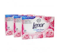 Lenor 3 Pack Fabric Conditioner Dryer Sheets Pink Blossom 34 Sheets Each | Long-Lasting Fresh Floral Scent | Reduces Static Cling | Softens Fabrics | Tumble Dryer Freshness Booster