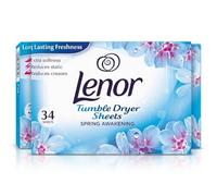 Lenor 3 Pack Fabric Conditioner Dryer Sheets Spring Awakening 34 Sheets Each | Long-Lasting Fresh Floral Scent | Reduces Static Cling | Softens Fabrics | Tumble Dryer Freshness Booster