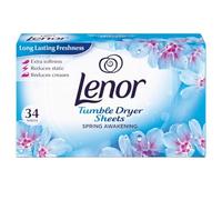 Lenor 3 Pack Fabric Conditioner Dryer Sheets Spring Awakening 34 Sheets Each | Long-Lasting Fresh Floral Scent | Reduces Static Cling | Softens Fabrics | Tumble Dryer Freshness Booster