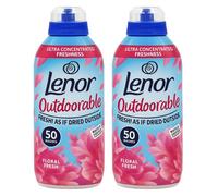 Lenor Outdoorable Floral Fresh Fabric Conditioner Pack of 2 Ultra Concentrated 700ml 50 Washes Long-Lasting Outdoor Fresh Scent Fabric Softener with