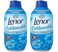 Lenor Outdoorable Spring Awakening Fabric Conditioner, Ultra Concentrated, 700ml, Pack of 2, 50 Washes Per Bottle - Long-lasting Freshness + Epished Fabric Softner Guide