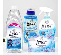 Lenor Spring Awakening Complete Laundry Bundle - Pack of 4 (Outdoorable Fabric Softener 700ML - 50W, Crease Releaser 500ML, Ironing Water 1L & Tumble Dryer 34 Sheets)
