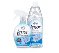 Lenor SPRING AWAKENING Duo - 1L Steamer & IRONING Water + 500ml CREASE RELEASE Spray | Limescale Protection for Irons & Steamers, Instant Wrinkle Remover & Long-Lasting Fresh Scent Bundle