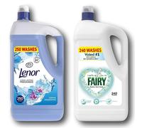 Lenor Spring Awakening Fabric Conditioner 5L + Fairy Super Concentrate Softener 4.8L - 490 Washes, Freshness & Static Reduction