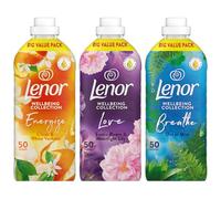 Lenor Wellbeing Collection Fabric Conditioner 1.65L, 50 Washes, Big Value Pack, 3-Pack (Energize - Citrus & White Verbena, Love - Exotic Bloom & Moonlight Lily, Breathe - Ocean Mist)