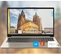 Lenovo 15.6" HD IdeaPad Anti-Glare Coating + 1 Year Microsoft 365, 8GB RAM, 128GB SSD, Windows 11 Pro, Intel Processor, WiFi 6, HDMI, USB-C, SD Card Reader, Up to 9.5 Hours Battery Life, w/WOWPC USB