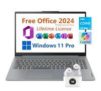Lenovo 15.6" Student Slim Laptop, Free Microsoft Office 2024 with Lifetime License, FHD Display, Intel 8-Core i3-N305 3.8 GHz, WiFi 6, 8GB LPDDR5 RAM, 512GB SSD, 6 hrs Battery Life, Windows 11 Pro