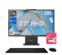 Lenovo 2025 IdeaCentre Business All-in-One, 27" FHD Touchscreen 100Hz, AMD Ryzen 5 7535HS, 16GB DDR5 RAM, 1TB SSD, Webcam, Wireless KB & Mouse, Windows 11 Home, Bundle with Adata 512GB External SSD