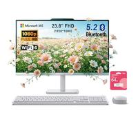 Lenovo 24” FHD A100 All-in-One Desktop Computer for Home Office, 8GB RAM, 512GB Storage, Microsoft Copilot AI, Intel 8-Core CPU, Wireless KB & Mouse, Support Dual Display, Win11, White, w/ 64GB USB