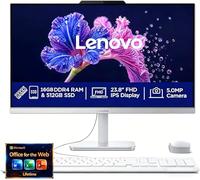 Lenovo 24" FHD All-in-One Desktop Computer - 32GB RAM - 1TB SSD - Intel 13th 8 Cores i3 CPU (Beat 11th i5) - Keyboard and Mouse - Windows 11 - Lifetime Office 365 for The Web