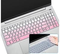 [2PCS] Keyboard Cover for Lenovo ideaPad Flex 5 15IIL05, ideaPad 3 15ITL6/17ITL6, Lenovo Yoga 7i 15, Yoga Slim 7 15, Lenovo ThinkBook 15 G2 G3 15P, ideaPad Slim 7 15 15.6" Skin -Gradual Pink+Clear