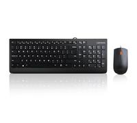 Lenovo 300 USB Combo, Full-Size Wired Keyboard & Mouse, Ergonomic, Left or Right Hand Mouse, Optical Mouse, GX30M39606, Black