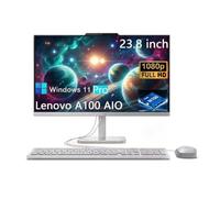 Lenovo A100 All-in-One Desktop Computer, 23.8 Inch IPS FHD Display, Intel N100 Processor, 32 GB RAM, 1 TB SSD, Intel UHD Graphics, Wired Keyboard & Mouse, Windows 11 Pro, White
