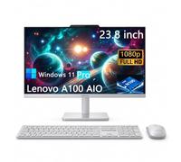 Lenovo A100 All-in-One Desktop Computer, 23.8 Inch IPS FHD Display, Intel N100 Processor, 32 GB RAM, 2 TB SSD, Intel UHD Graphics, Wired Keyboard & Mouse, Windows 11 Pro, White