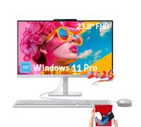 Lenovo All-in-One Desktop Computer - Windows 11 Pro, 23.8" IPS FHD Display, 16GB RAM, 512GB SSD, Intel N100 Processor, Intel UHD Graphics, Wi-Fi 6, Wired Keyboard & Mouse, HD Webcam, w/Accessories