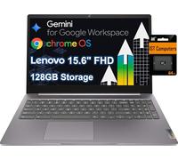 Lenovo Chromebook 15 (15.6" FHD Display, 4GB RAM, 128GB Storage (64GB eMMC + 64GB SD Card) 2TB Cloud Storage, Intel Celeron), Home & Student Laptop, Webcam, Wi-Fi 6, 10-Hr Long Battery Life, Chrome OS
