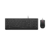 Lenovo Essential Wired Combo - Keyboard and Mouse Set - 2.5 Zone Layout - USB - QWERTZ - German - Black
