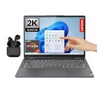 Lenovo Flex 14" 2.2k(2240 x 1400) Touchscreen 2-in-1 Laptop, Wireless Earbuds, AMD 8-Core Ryzen 7, 16GB RAM, 2TB SSD, Backlit, FP Reader, Win11 Home, Business and Fun Ready