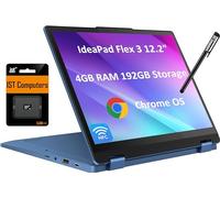 Lenovo Flex 3 3i 2-in-1 Chromebook (12.2" FHD+ Touchscreen, Intel N100, 4GB DDR5 RAM, 192GB (64GB eMMC + 128GB SD Card)) Student & Education Laptop, Webcam, NFC, HDMI, USB-C, IST Pen, Chrome OS, Blue