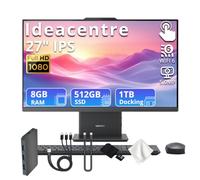 Lenovo IdeaCentre AIO 27" FHD IPS Touch All-in-One Desktop, AMD Ryzen 5 8645HS, 8GB RAM, 1.5TB Storage (512GB SSD&1TB Dock), AMD Radeon 760M, Wireless Keyboard & Mouse, Webcam, Wi-Fi 6, Win 11, Grey