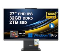 Lenovo IdeaCentre AIO Desktop | 27" FHD IPS Touchscreen (99% sRGB) | AMD 6-core AMD Ryzen 5 7535HS | 32GB DDR5 2TB SSD | Type-C Harman Speaker Wi-Fi6 5MP Camera Win11Pro w/DLCA Accessory