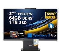 Lenovo IdeaCentre AIO Desktop | 27" FHD IPS Touchscreen (99% sRGB) | AMD 6-core AMD Ryzen 5 7535HS | 64GB DDR5 1TB SSD | Type-C Harman Speaker Wi-Fi6 5MP Camera Win11Pro w/DLCA Accessory