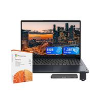 Lenovo IdeaPad 1 15.6" Business Laptop with Office 365, Intel Celeron N4500, 8GB RAM, 256GB SSD+128GB eMMC, Intel UHD Graphics, Numeric Keypad, Wi-Fi 6, Win 11 Pro, Abyss Blue, 1TB Docking Station Set