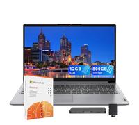 Lenovo IdeaPad 1 15.6" HD Laptop for Students & Business, Intel Celeron N4500, 12GB RAM, 512GB SSD+128GB eMMC, Full-Size Keyboard, WiFi 6, 1 Year Office 365, Win 11, Gray, 160GB Docking Station Set