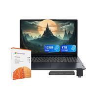 Lenovo IdeaPad 1 15.6" HD Laptop, Intel Celeron N4500, 12GB RAM, 512GB SSD+128GB eMMC, Intel UHD Graphics, 1 Year Office 365, Num Pad, Wi-Fi 6, Win 11, Abyss Blue, 512GB Docking Station Set
