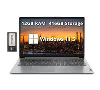 Lenovo IdeaPad 1 15.6" HD Laptop, Intel Pentium Silver N6000, 12GB RAM, 416GB Storage (256GB SSD+160GB Docking Station Set), Intel UHD Graphics, Num Pad, Webcam, 1 Year Office 365, Win 11 S, Gray