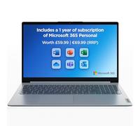 Lenovo IdeaPad 1 Laptop | 15 inch Full-HD (1080p) Display | Intel Celeron N4020 | 4 GB RAM | 128 GB SSD | Windows 11 Home S | Cloud Grey | Microsoft 365 Personal