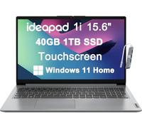 Lenovo IdeaPad 15.6" FHD Touchscreen Laptop (40GB RAM, 1TB SSD, Intel 6-Core i3-1215U (> i5-1135G7)), Narrow Bezel, Webcam, 10-Hr Long Battery Life, Wi-Fi 6, IST Hub, Win 11 Home in S Mode, Cloud Grey