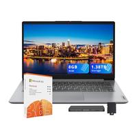 Lenovo Ideapad 1i 14" HD Laptop, Intel Celeron N4500, 8GB RAM, 1.38TB Storage (128GB eMMC+256GB SSD+1TB Docking), Intel UHD Graphics, 1 Year Office 365, Webcam, Dolby Audio, Win 11 Pro, Gray