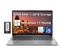 Lenovo IdeaPad 1i 15.6" FHD Business Laptop, Intel i5-1235U, 40GB RAM, 1.28TB Storage (1TB SSD+288GB Docking Station Set), Intel Iris Xe Graphics, Number Pad, HD Camera, WiFi 6, Win 11 Home, Gray