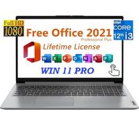 Lenovo Ideapad 1i Laptop for Business & Student, 15.6' FHD Touchscreen, Core i3-1215U, Windows 11 Pro, with Lifetime Office 2021, 12GB RAM I 512GB SSD, Webcam, WiFi 6, Type C, Cloud Gray