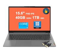 Lenovo IdeaPad 3 15 Business Laptop | 15.6" FHD IPS Touch | 11th Gen Intel i3-1115G4 | 40GB DDR4 1TB SSD | USB-C Privacy Webcam Rapid Charge Long Battery Life Win11Pro Gray + HDMI Cable