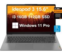 Lenovo IdeaPad 3 3i Laptop (15.6" FHD Touchscreen, Intel Core i3-1115G4, 16GB RAM, 512GB SSD) Narrow Bezel, Webcam, 12-Hour Long Battery Life, NumPad, IST SD, Win 11 Pro S Mode, Home & School - Grey