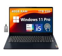 LENOVO IdeaPad 3i 15.6" FHD Touchscreen Laptop, Intel Core i5-1155G7, 40GB RAM, 1TB PCIe SSD, Intel Iris Xe Graphics, HD Webcam, Dolby Audio, WiFi 6, Win 11, Abyss Blue, 32GB Hotface USB Card