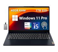 LENOVO IdeaPad 3i 15.6" FHD Touchscreen Laptop, Intel Core i5-1155G7, 40GB RAM, 1TB PCIe SSD, Intel Iris Xe Graphics, HD Webcam, Dolby Audio, WiFi 6, Win 11, Abyss Blue, 32GB Hotface USB Card