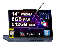 Lenovo IdeaPad Flex 5i 2-in-1 Laptop 14" WUXGA Touch Intel 12-core Ultra 5 225U (Beats Core 7 150U) 8GB RAM 512GB SSD Backlit for Creator Designer Business Professional Win11Pro ICP Hub/Copilot AI PC