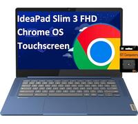 Lenovo IdeaPad Slim 3 14" Chromebook Laptop (14" FHD Touchscreen, 8-Core MediaTek Kompanio 520, 4GB RAM, 128GB(64GB eMMC+64GB SD)), Webcam, 13.5-Hrs Long-Battery Life, IST Card, Chrome OS, Abyss Blue