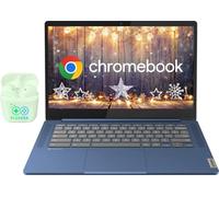 Lenovo IdeaPad Slim 3, 14" FHD IPS Touchscreen Chromebook Laptop, MediaTek Kompanio 520 8-Core Processor, 4GB RAM 320GB Storage (64GB eMMC+256GB SD Card), Chrome OS, PLUSERA Earphones, Blue
