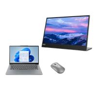 Lenovo IdeaPad Slim 3 14 + L15 FHD Mobile Monitor & Bluetooth Silent Mouse AMD Ryzen 5 40 Processor 2.80 GHz up to 4.30 GHz, Windows 11 Home 64, 512 GB SSD M.2 2242 PCIe QLC - IPVISUKIE1